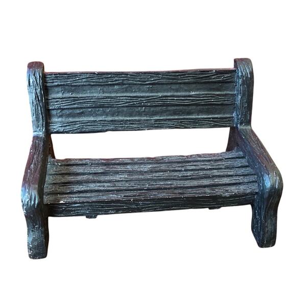 Miniature Black Bench Mervyns Village Square 2000 vintage Christmas Dollhouse - Picture 1 of 8